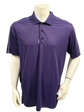 Adidas Men’s Golf Polo Striped Purple Logo Short Sleeve XL